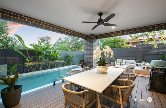 Well maintained rental property outdoor area with swimming pool and entertaining space in Brisbane