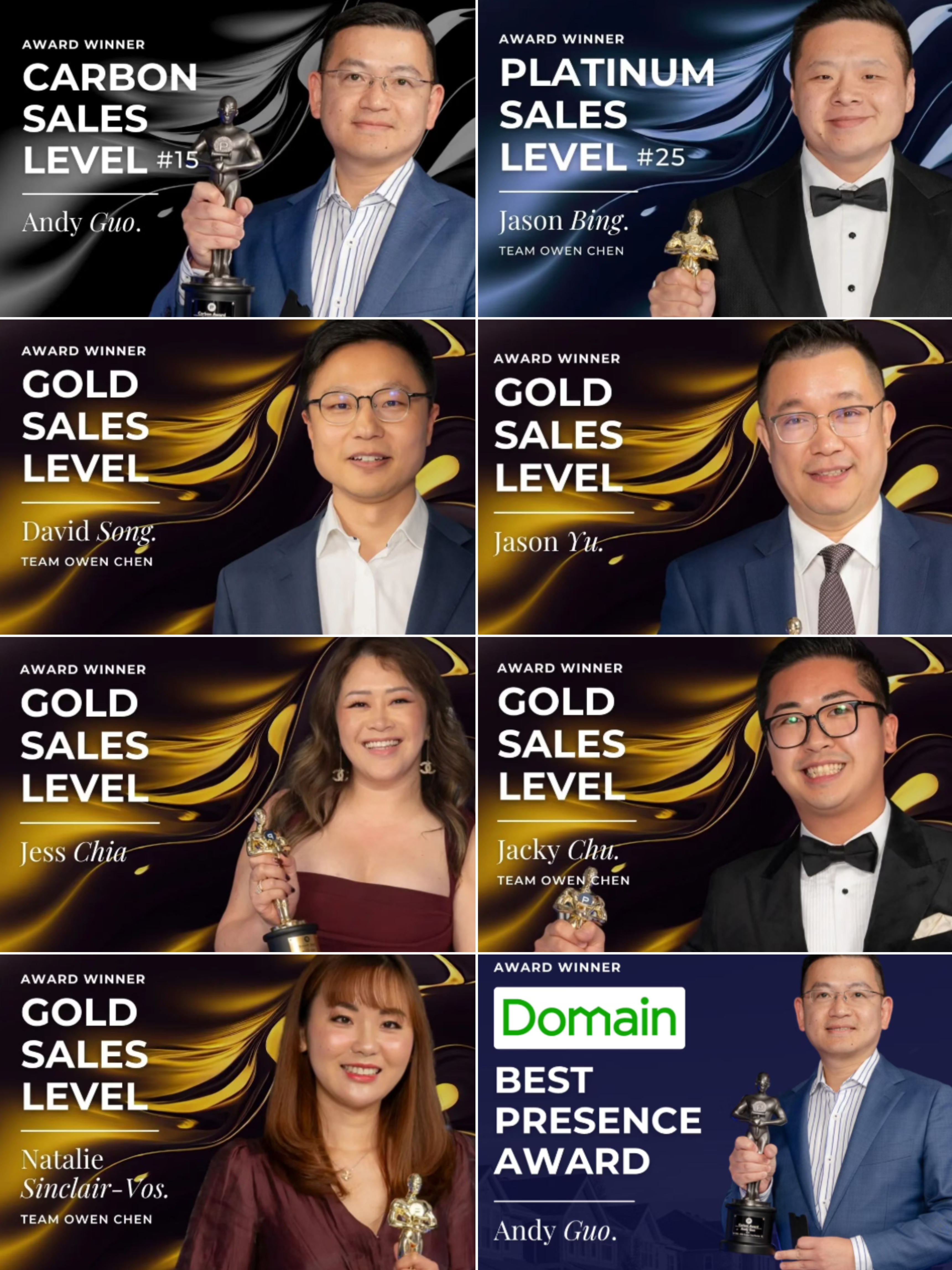 Place Sunnybank individual award winners recognised across Carbon, Platinum and Gold Sales levels at the 2026 Place Annual Awards