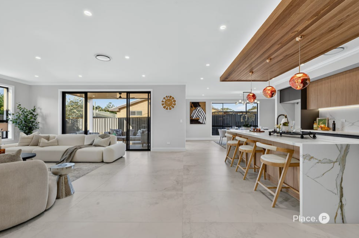 Open-plan living and kitchen area in an Algester rental property managed by Place Sunnybank